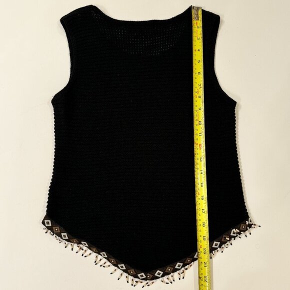 Truworths - Open Knit Sleeveless Top with Tribal Beaded Hemline in Black - Picture 9 of 9